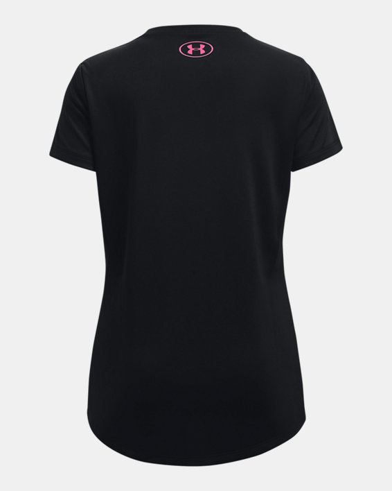 Girls' UA Tech™ Solid Print Big Logo Short Sleeve, Black, pdpMainDesktop image number 1
